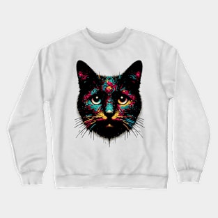 Vintage retro street art graffiti black cat Crewneck Sweatshirt